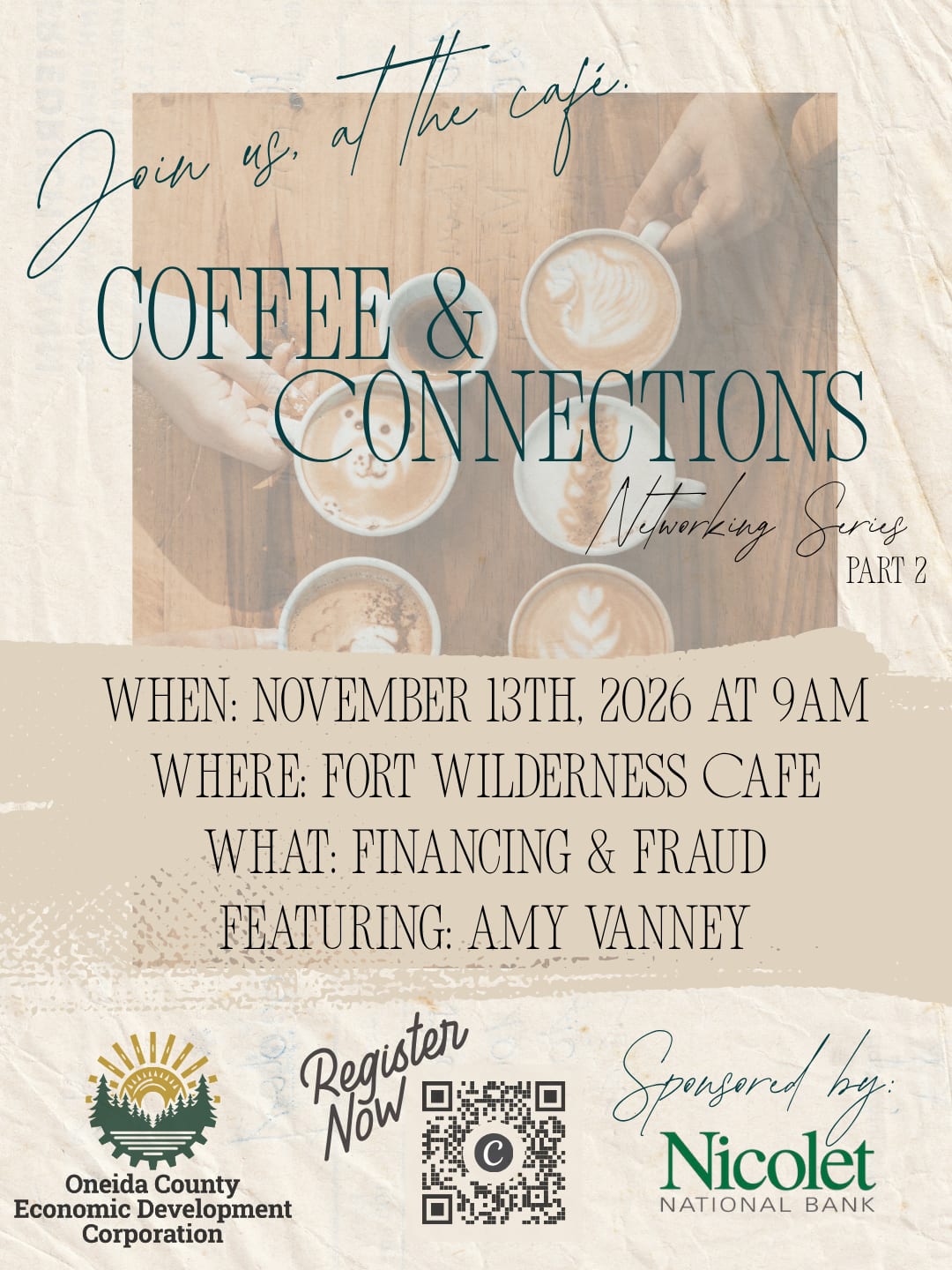 Coffee & Connections Women's Meet-Up registration, November 13, 2026 at 9 AM