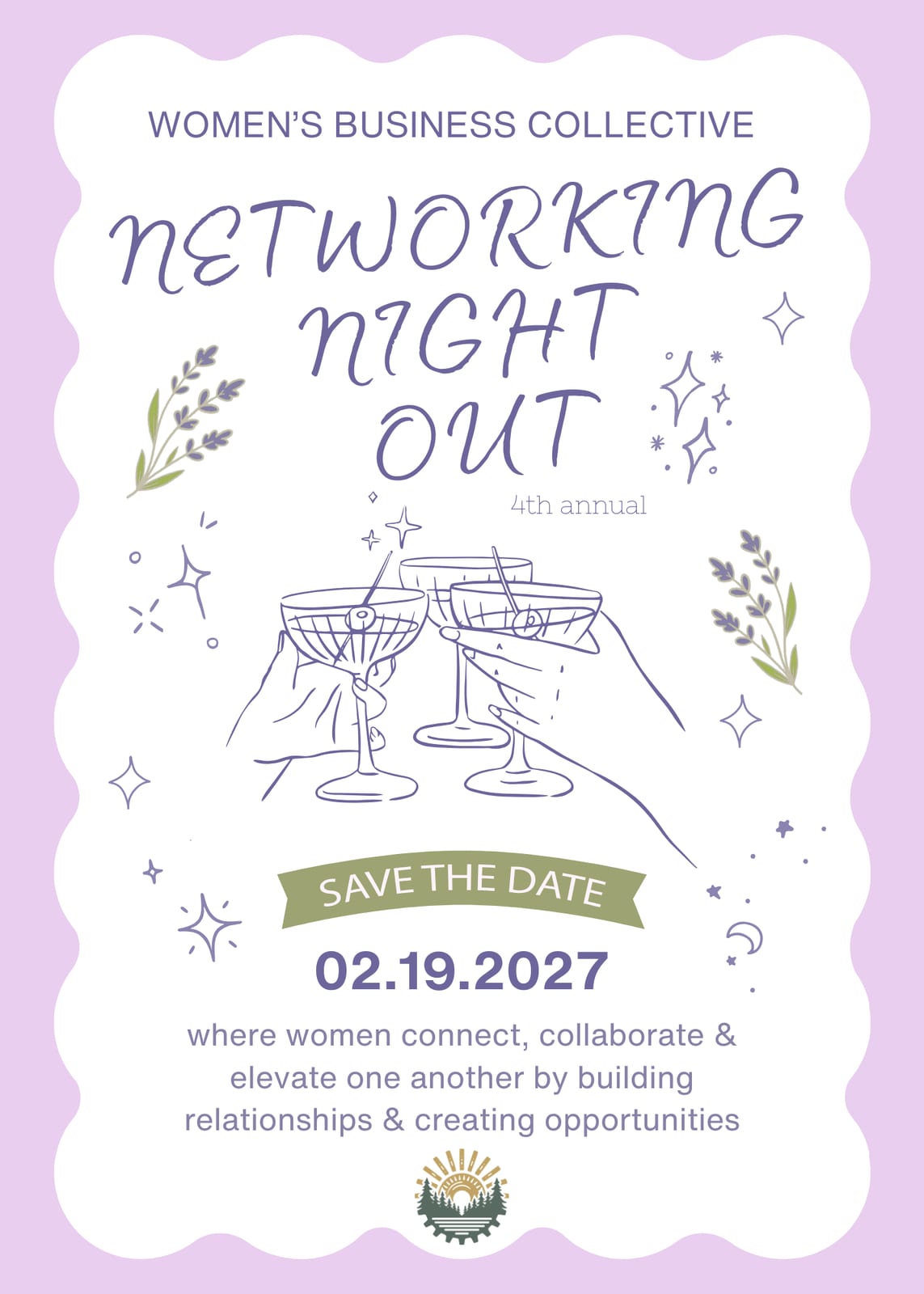 Women's Business Collective Networking Night Out save the date, February 19, 2027