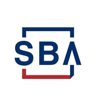 SBA, a blue and red logo, on a white background