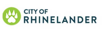 City of Rhinelander logo featuring text in blue-green on a white background