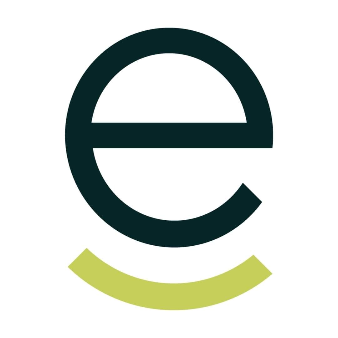 Logo with a stylized 'e' and green arc symbolizing community growth and prosperity